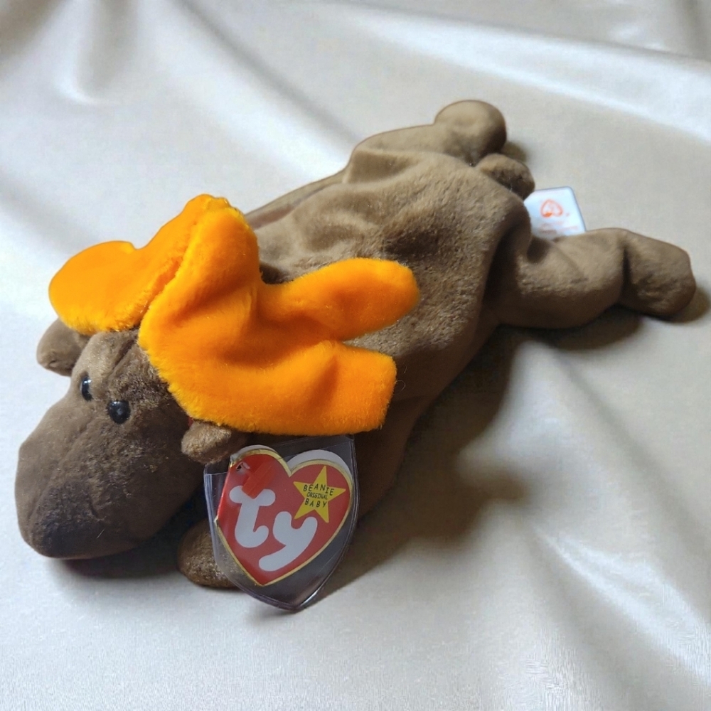 NWT Rare 1993 TY Beanie Baby CHOCOLATE Moose Original 9" Hang Tush Tags Mint